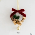 Christmas wreath ornament with red velvet bow, pine cones, and gold bells, 10cm 35g - Style E-Wine Red Velvet Bow Rattan Wreath