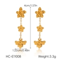 Detailansicht goldene Bienen- und Blumenohrringe mit Maßen und technischem Gewicht - Gold (HC-E11008)