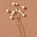 Horquilla de novia elegante con perlas hechas a mano y alambre dorado para bodas - Dorado