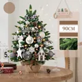90cm mini Christmas tree set with 24 black and silver ornaments and warm LED lights - 90cm Mixed Leaf Set Black White