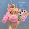 Cute pink translucent pig cartoon keychain with golden bell and floral charm accessory - No Blush Version / Pig