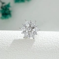 Silver snowflake ear stud featuring marquise cubic zirconia on a white texture background - White Flower (Single) (A1094-1#)