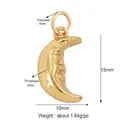 Polished gold crescent moon face pendant 15mm with engraved features for necklaces - Gold/Moon Face