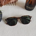 Retro polygon sunglasses with leopard tortoiseshell frames and dark green lenses - Tortoiseshell 31