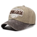 Cappellino da baseball vintage bicolore kaki e grigio con ricamo western - Regolabile / Beige