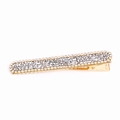 Elegant gold-tone barrette featuring three rows of shimmering white rhinestones - Rectangular - Pave White Rhinestone / White / 1.6