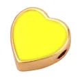 DIY yellow heart enamel charm bead with gold plating for custom jewelry making - Heart-Fluorescent Yellow