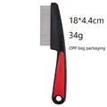 Fine-tooth pet flea comb in black and red with 18x4.4cm size and anti-slip handle - Large / Red Black