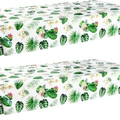 Tropische Hawaii-Party Tischdecke Set mit Flamingos, Palmblättern und Plumeria-Blüten - Hawaii Tischdecke 130*220cm