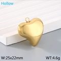 Colgante de corazón hueco dorado en acero inoxidable pulido para joyería de bricolaje - Dorado Pequeño (KLJ9190-Z) / 25x22mm
