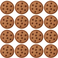 Set of 16 chocolate chip cookie embroidery patches for DIY clothing decoration - 16pcs Complete Cookies Set