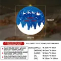 Blue Christmas window static cling with elk and forest patterns in various sizes - Small (30x30cm) / Blue (Happy New Year)