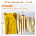 13-piece makeup brush set with yellow storage bag and gradient bristles 112g - Premium 13pcs Set + Bag / Yellow