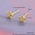 Exquisite golden flower stud earrings with sparkling zircons and premium gold plating - EM03-3 Five-petal Flower / Gold Plated Zircon Flower (Gold/White Zirconia)