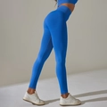 Leggings yoga blu cobalto senza cuciture a vita alta con effetto pancia piatta e push-up - S / Blu Reale