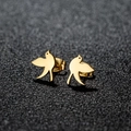 Polished gold bird stud earrings in stainless steel for women with bird wing design - Flying Bird / Gold