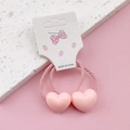 Paire d'élastiques à cheveux roses en résine avec cœurs sur carte de présentation - Rose (1 Paire)