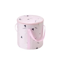 Portable pink folding washbasin bag with geometric pattern and zipper closure - Tall with Lid / Tall Pink Geometric with Lid