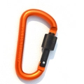 Orange D-ring aluminum carabiner with black screw lock and 'Not For Climbing' warning - Orange