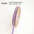 Purple decorative ribbon with gold LOVE IS ETERNAL lettering 1.0cm x 30 yards roll - 1.0cm Wide x 30 Yards Long / Light Purple