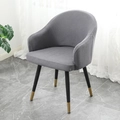 Fodera per sedia moderna grigia elasticizzata con gambe nere e punte dorate - Bracciolo Completo Griglia a Nido d'Ape / Grigio chiaro