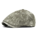 Gorra de vendedor de periódicos retro verde gris con textura de lavado de nieve - Verde oscuro