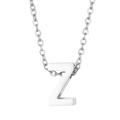 Silver stainless steel necklace featuring a 3D initial letter Z pendant on O-chain - Letter Z Style (KN233990-Z)