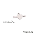Detailed silver arrow-through-heart pendant showing dimensions 14.1x8.2mm and 0.4g weight - Steel Color Arrow Through Heart