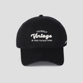 Close-up of premium letter embroidery on black vintage cotton baseball cap with ventilation - M (56-58cm) / Black