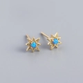 Orecchini a perno a stella in argento s925 dorato con pietre di opale blu - Argento 925 / Oro