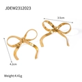 Gouden 18k roestvrijstalen platte slangenketting strik oorbellen JDEW2312023 3,5x4,2 cm - Gouden Platte Slangenketting Strik Stijl (JDEW2312023)