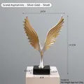 Modern angel wings resin statue in silver gold gradient finish with black base - 7313D-01 Eagle-Silver Gold-Small