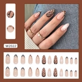 French almond press on nails with amber leopard print and butterfly wing designs - W2022 Amber Leopard (Glue Style)