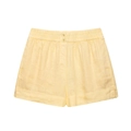Dettaglio di pantaloncini in lino giallo chiaro con vita elastica e bottoni decorativi - XS / Pantaloncini Gialli