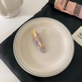 Blauw en paars gemarmerde acetaat haarklem met gouden metalen basis voor styling - Paars