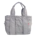 Quilted gray nylon tote bag featuring padded stitching and comfortable top handles - Large / Light Gray