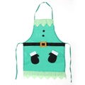 Green Christmas elf apron with white polka dots and black belt for festive home kitchen decor - F-W285 Elf Apron