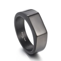 Minimalist square signet ring for men in gunmetal black polished 316L stainless steel - US 7 / Black