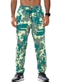 Pantaloni cargo uomo slim fit con motivo mimetico digitale verde e giallo stampato - S / Verde petrolio