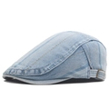 Lichtblauwe gewassen denim pet met gele stiksels en vintage metalen gesp aan de zijkant - Lichtblauw
