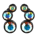 16G zwarte roestvrijstalen oorknopjes met regenboogkristallen in een verloopontwerp - 16G-6mm-Linkeroor / Zwarte Basis - Regenboog Zirkoon