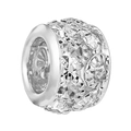 Silver owl charm with sparkling zircons for DIY jewelry making and bracelets - Hollow Cylinder Full Rhinestone Bead