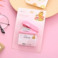 Mini stapler set in Morandi pink with staples and giraffe cartoon packaging - Pink Series