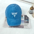 Washed blue denim baseball cap featuring God Wins cross print and vintage aesthetic - One Size / Blue