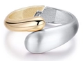Minimalist gold and silver two-tone wide open bracelet with sleek polished metal finish - Gold Silver Color Block Hinge (SZYS-022HJ-JY)