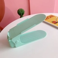 Adjustable light green double-layer plastic shoe organizer for space-saving storage - 3# Light Green Shoe Rack