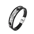 Bracciale multistrato in pelle intrecciata nera da uomo con ciondolo nota musicale argento - Nota musicale / Nero