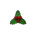 Cartoon holly leaf and red berry enamel brooch for Christmas gift decoration - Holly Berries