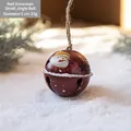 Campanella natalizia rossa da 6cm con motivo pupazzo di neve e corda in canapa rustica - Campanellino Rosso Pupazzo di Neve / Diametro 6cm/23g
