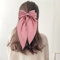 Elegant large pink bow hair clip with long ribbons for a romantic hair accessory style - Spring Clips / Korean Pink